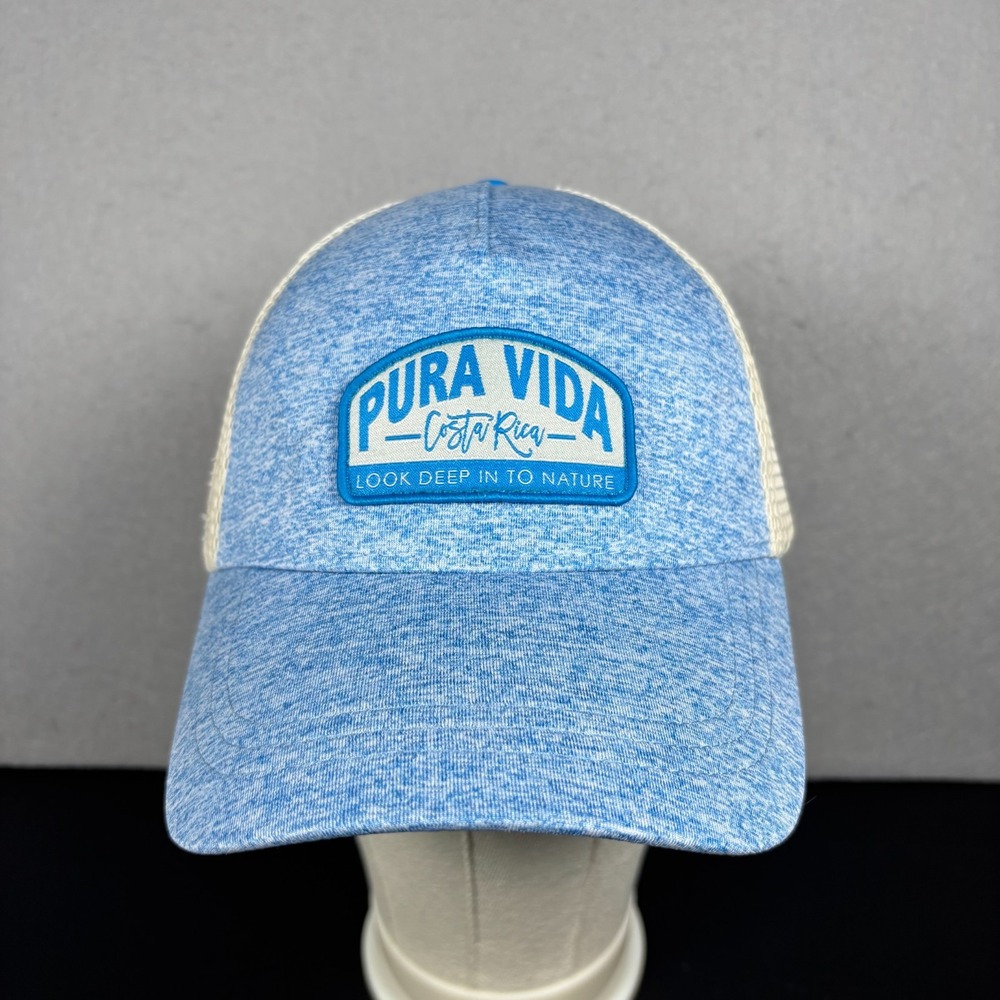 Pura Vida Costa Rica Patch Cap Script Logo Mesh Snap Back Trucker Baseball Hat
